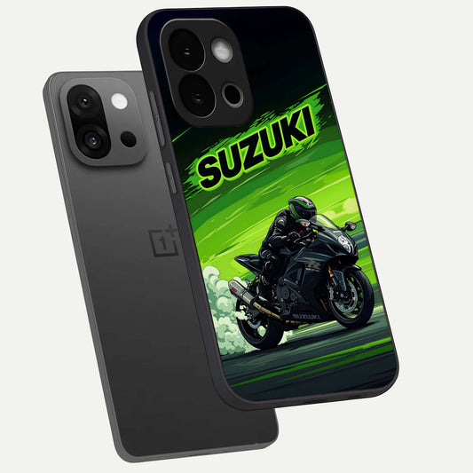  Suzuki Speed Beast phone case For OnePlus 13S showing premium glass back cover with detailed artwork