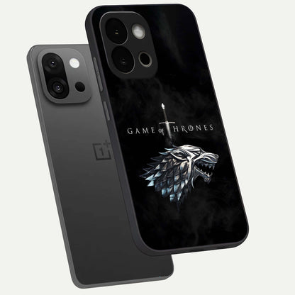  Throne Wolf Legacy phone case For OnePlus 13S showing premium glass back cover with detailed artwork
