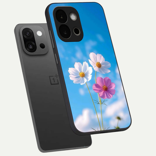  Tripple Flowers With Sky phone case For OnePlus 13S showing premium glass back cover with detailed artwork