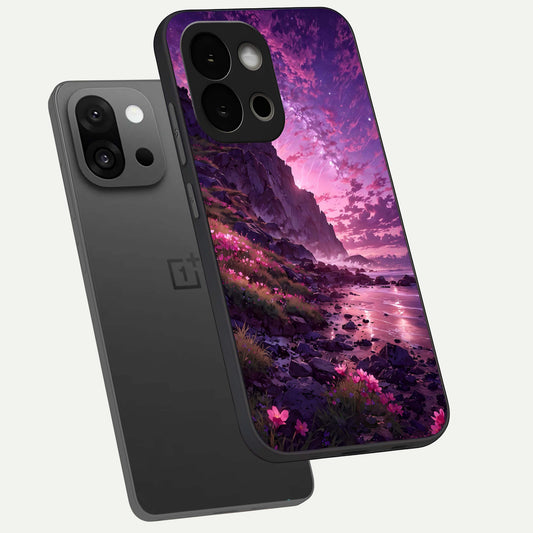  Twilight Blossom Coast phone case For OnePlus 13S showing premium glass back cover with detailed artwork