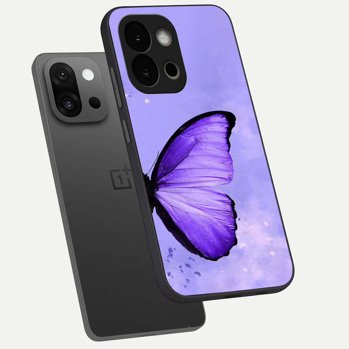  Violet Dream Wing phone case For OnePlus 13S showing premium glass back cover with detailed artwork