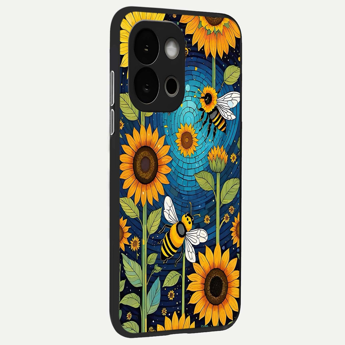  Bees And Sunflowers back cover For OnePlus 13S slim fit glass case with vibrant aesthetic design