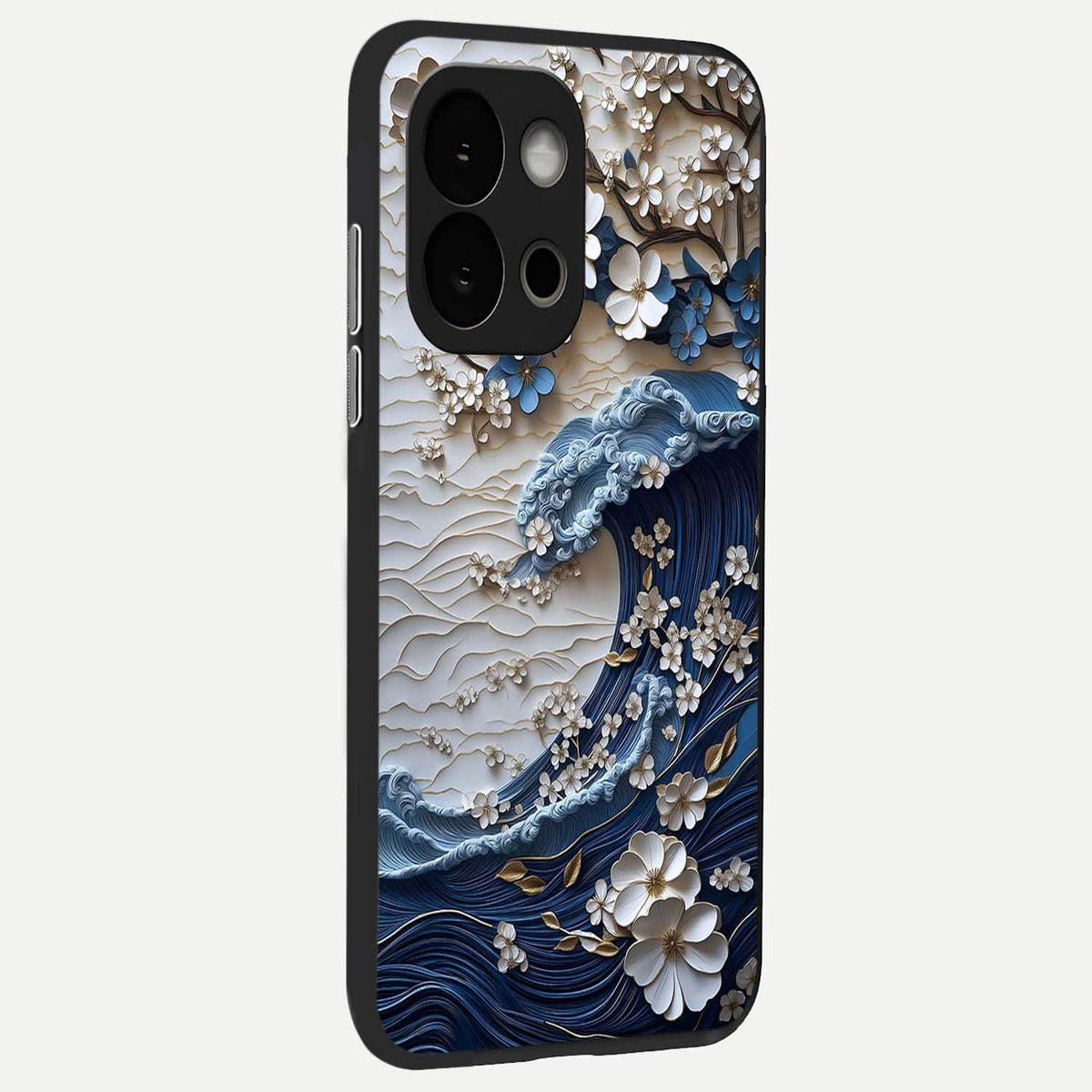  Blossom Wave Art back cover For OnePlus 13S slim fit glass case with vibrant aesthetic design