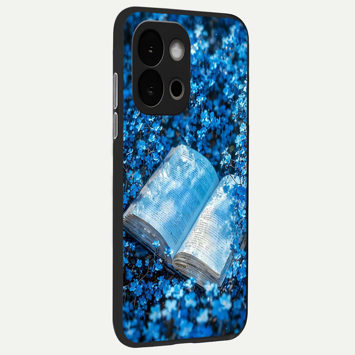  Blue Bloom Tales back cover For OnePlus 13S slim fit glass case with vibrant aesthetic design