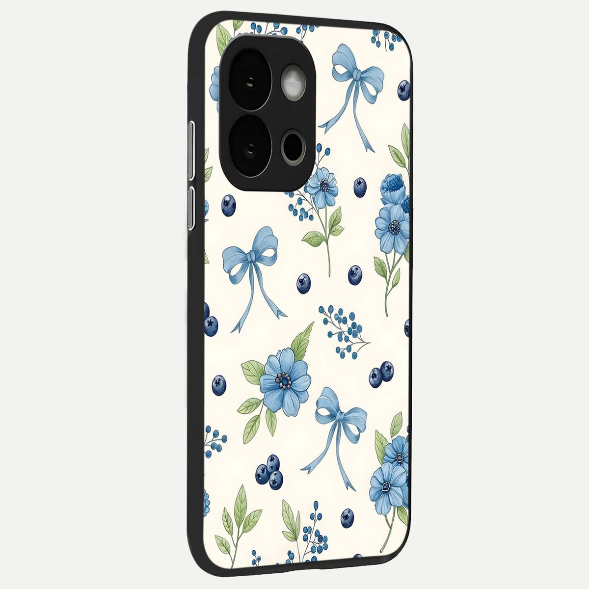  Blue Flower And Bow back cover For OnePlus 13S slim fit glass case with vibrant aesthetic design