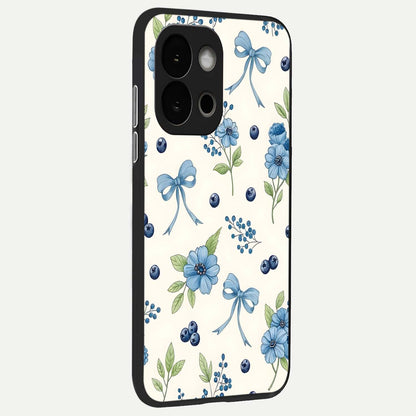  Blue Flower And Bow back cover For OnePlus 13S slim fit glass case with vibrant aesthetic design