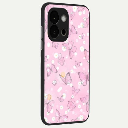  Blush Butterfly Garden back cover For OnePlus 13S slim fit glass case with vibrant aesthetic design