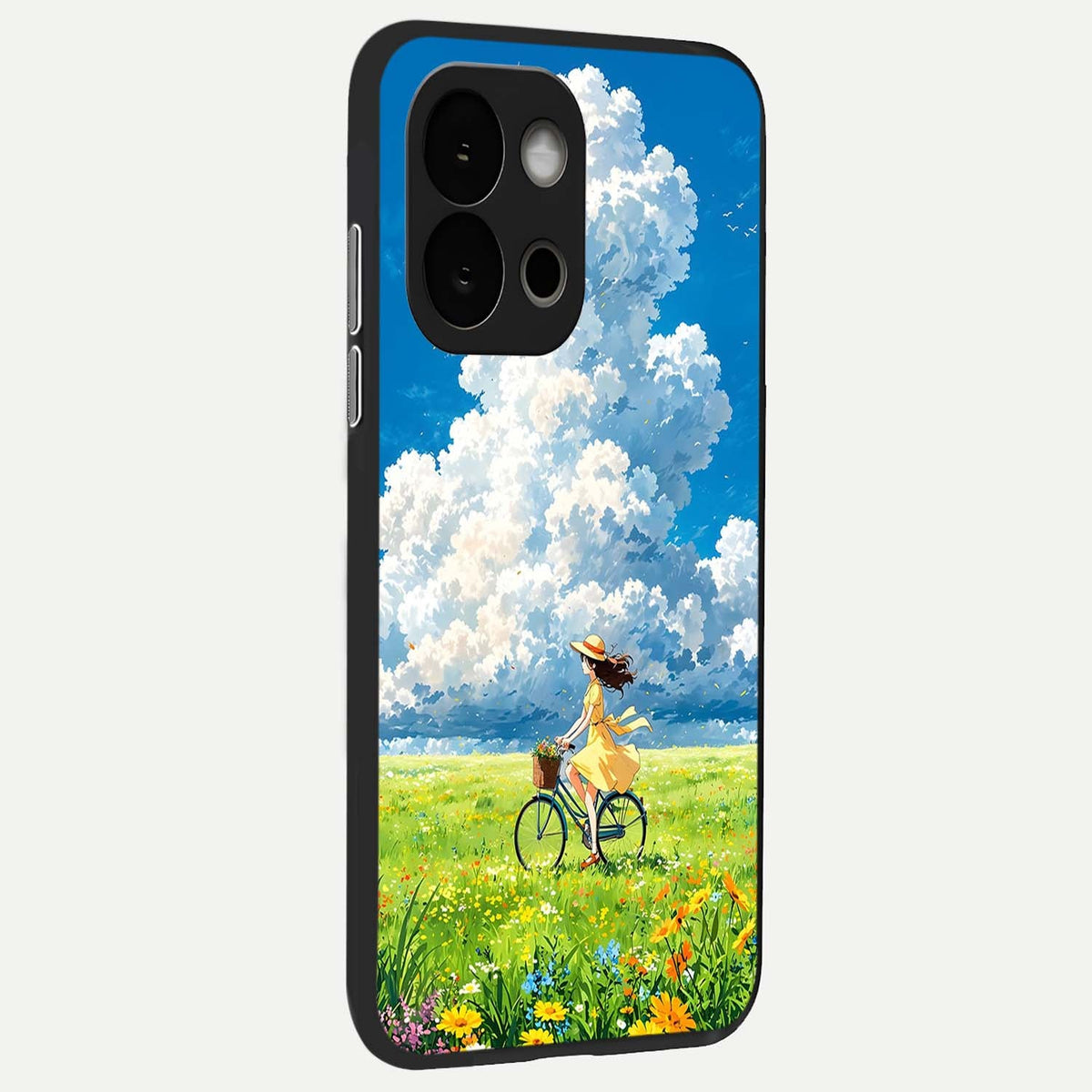  Breezy Meadow Ride back cover For OnePlus 13S slim fit glass case with vibrant aesthetic design