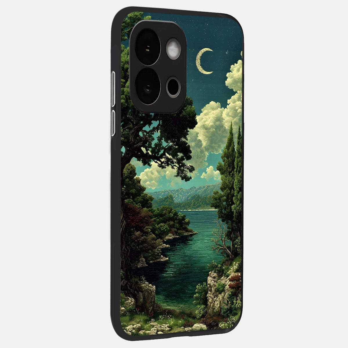  Celestial Lake Peace back cover For OnePlus 13S slim fit glass case with vibrant aesthetic design