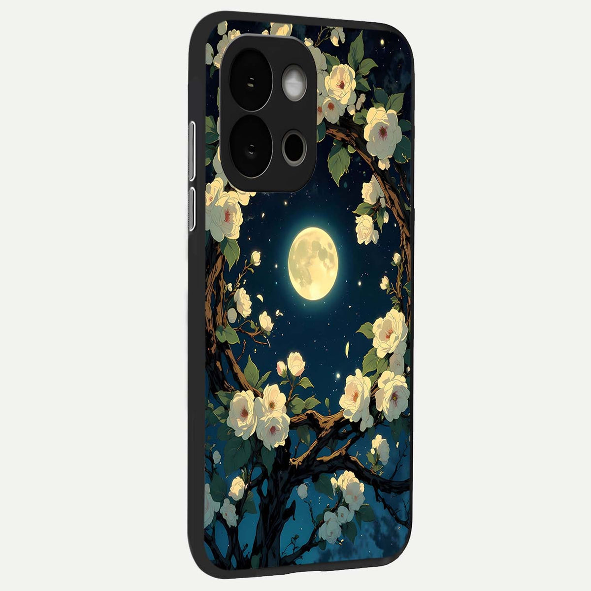  Celestial Moon And Flower back cover For OnePlus 13S slim fit glass case with vibrant aesthetic design