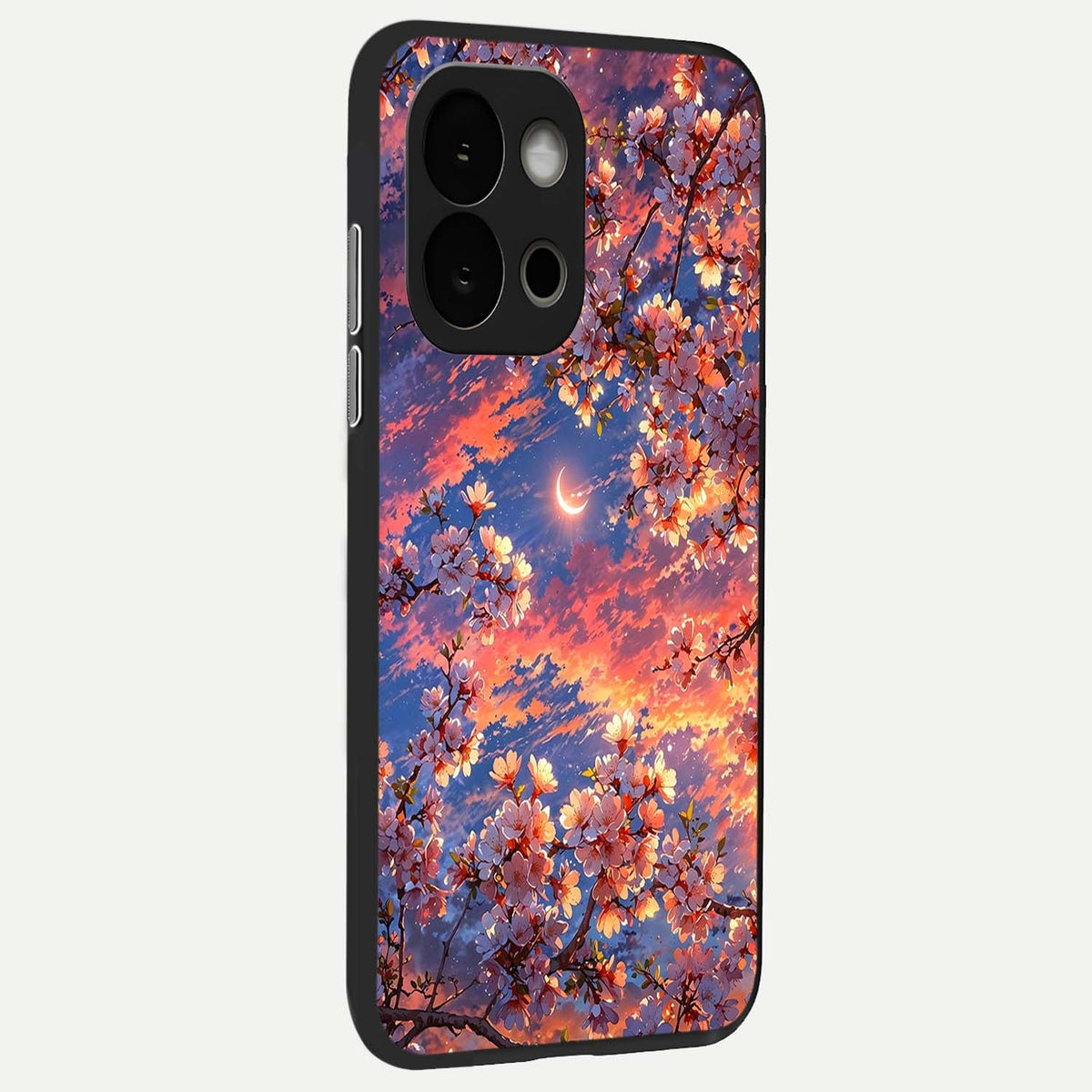  Celestial Sakura Sunset back cover For OnePlus 13S slim fit glass case with vibrant aesthetic design