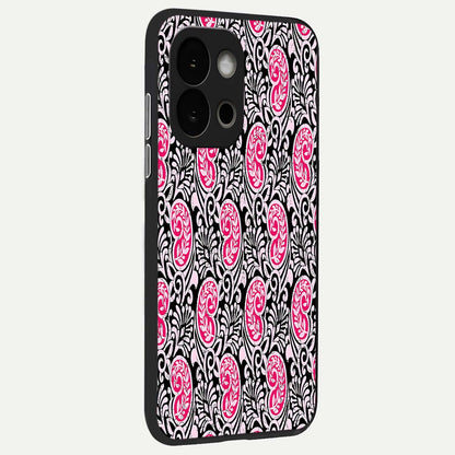 Crimson Paisley Charm back cover For OnePlus 13S slim fit glass case with vibrant aesthetic design