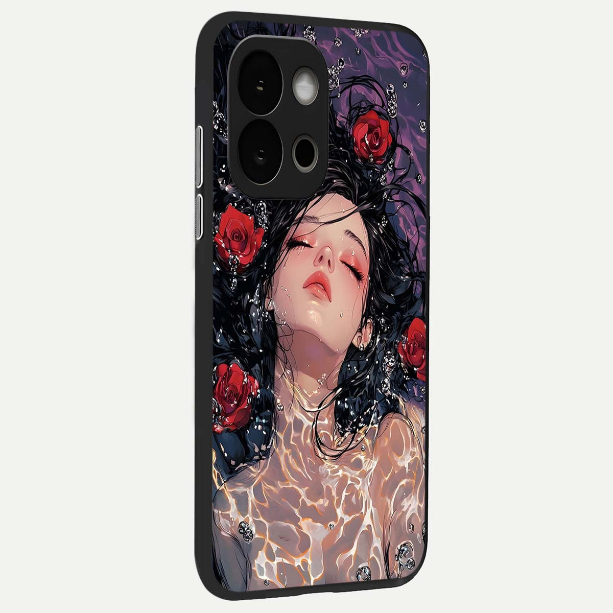  Crimson Rose Serenity back cover For OnePlus 13S slim fit glass case with vibrant aesthetic design