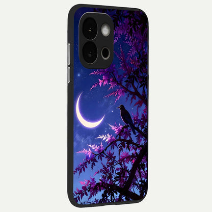  Crow And Moon Scenery back cover For OnePlus 13S slim fit glass case with vibrant aesthetic design