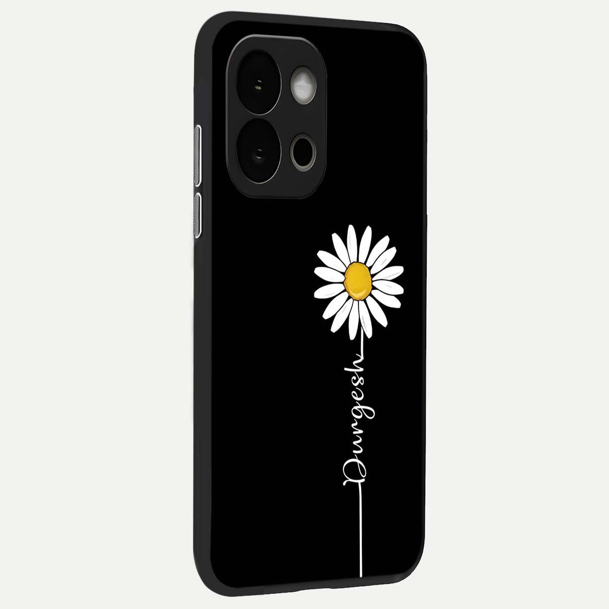  Custom Name White Flower back cover For OnePlus 13S slim fit glass case with vibrant aesthetic design