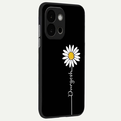  Custom Name White Flower back cover For OnePlus 13S slim fit glass case with vibrant aesthetic design