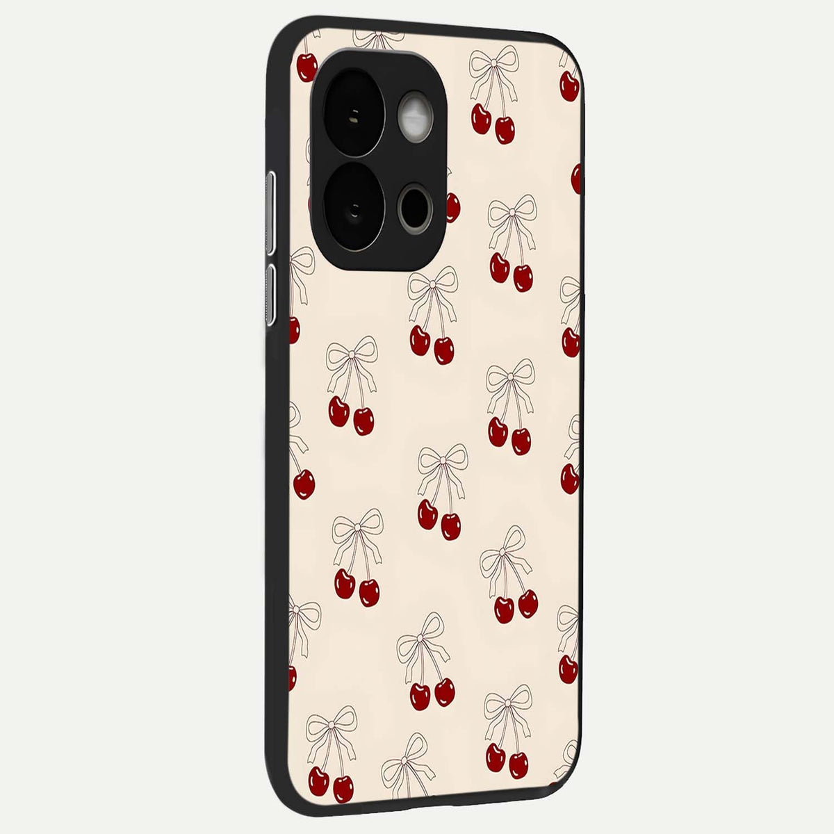  Cute Cherry Pattern back cover For OnePlus 13S slim fit glass case with vibrant aesthetic design