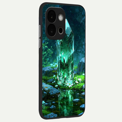  Emerald Light Crystal back cover For OnePlus 13S slim fit glass case with vibrant aesthetic design