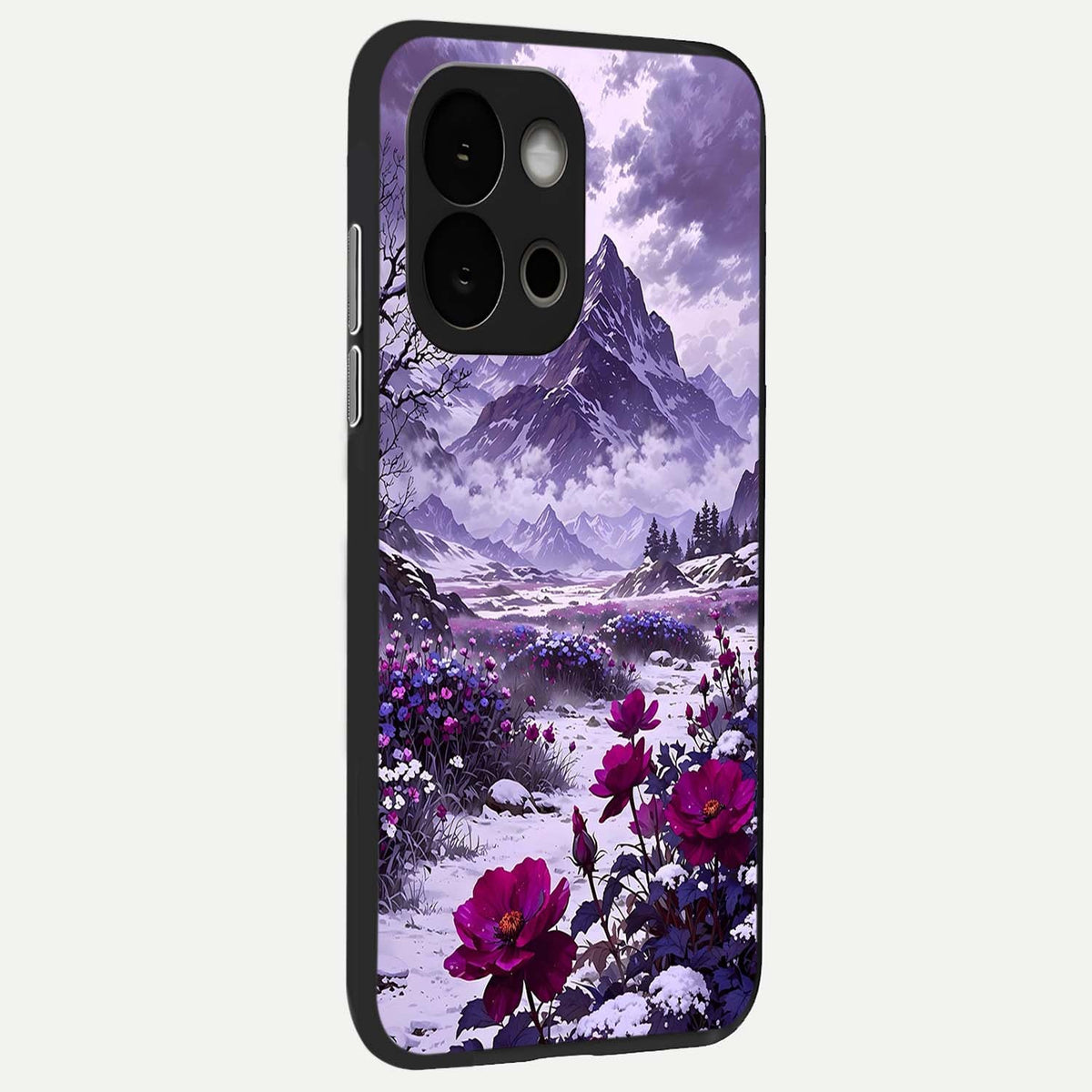  Flower Mountain View back cover For OnePlus 13S slim fit glass case with vibrant aesthetic design