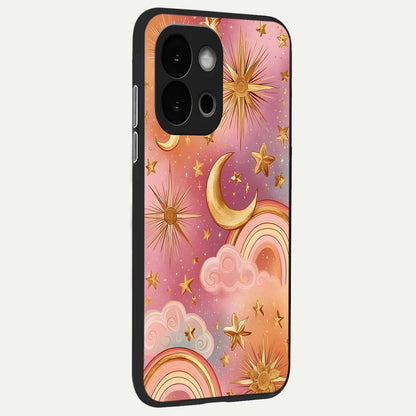  Golden Celestial Dreams back cover For OnePlus 13S slim fit glass case with vibrant aesthetic design