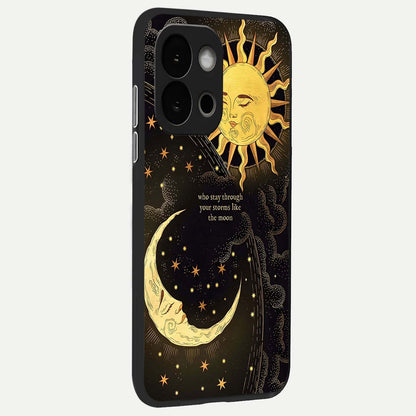  Golden Lunar Love back cover For OnePlus 13S slim fit glass case with vibrant aesthetic design