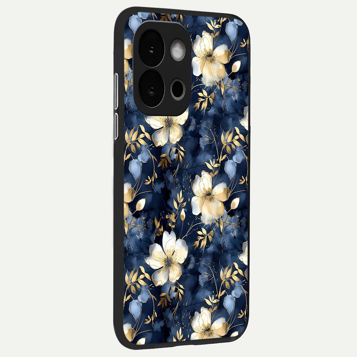  Golden Midnight Bloom back cover For OnePlus 13S slim fit glass case with vibrant aesthetic design