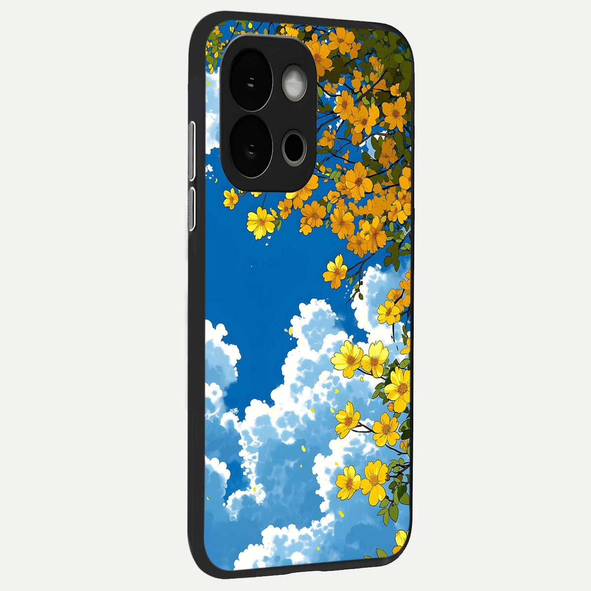  Golden Petal Sky back cover For OnePlus 13S slim fit glass case with vibrant aesthetic design
