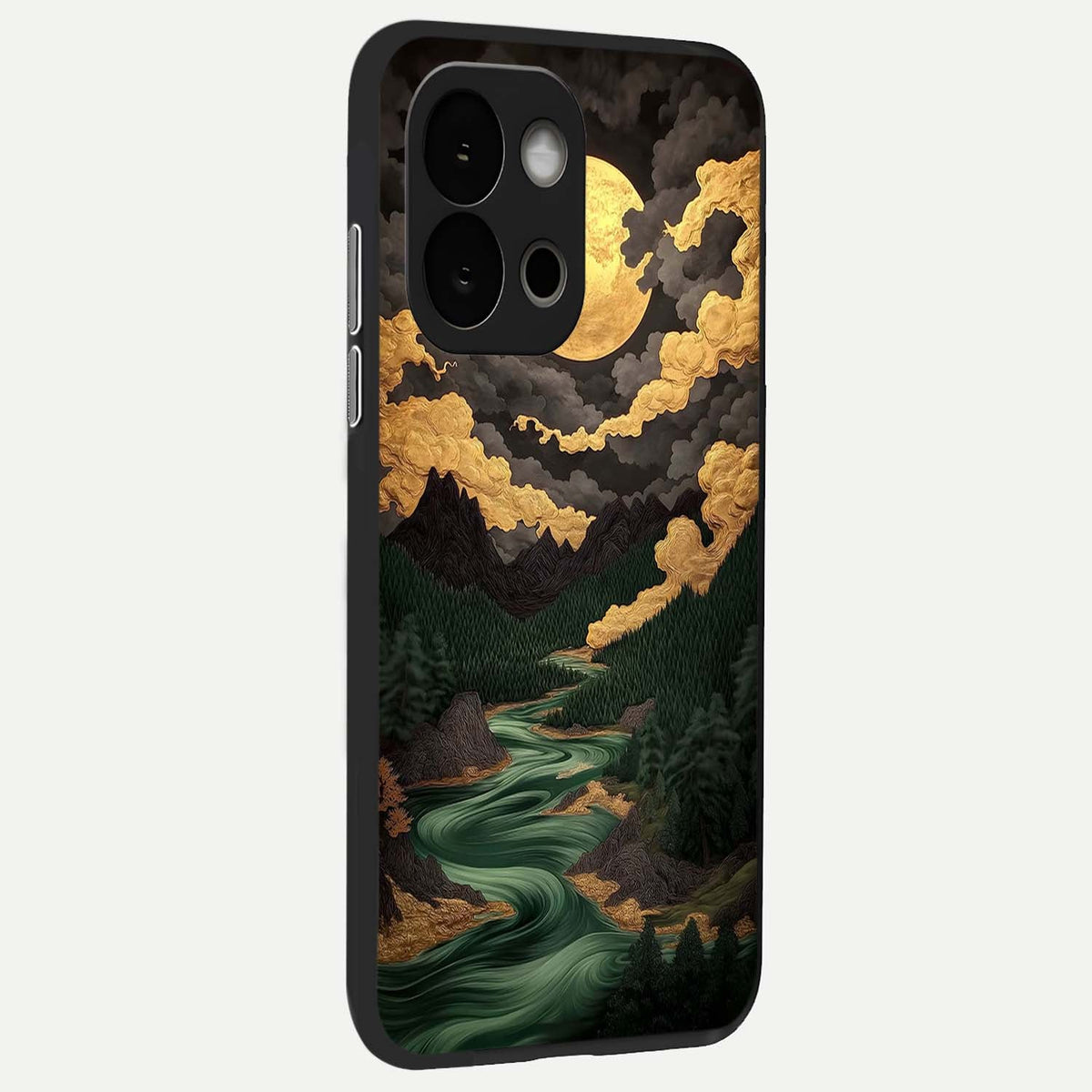  Golden River Moon back cover For OnePlus 13S slim fit glass case with vibrant aesthetic design