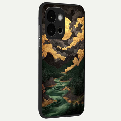  Golden River Moon back cover For OnePlus 13S slim fit glass case with vibrant aesthetic design