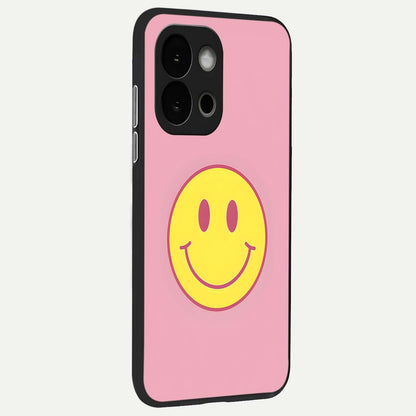  Happy Pink Mood back cover For OnePlus 13S slim fit glass case with vibrant aesthetic design