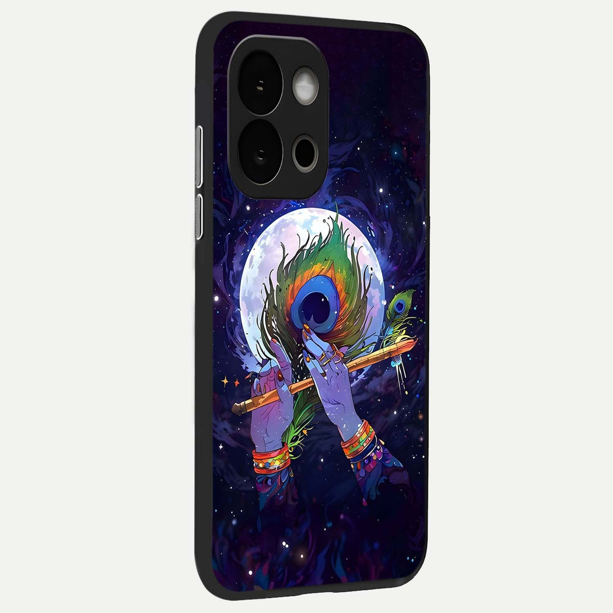  Krishna Hands Art back cover For OnePlus 13S slim fit glass case with vibrant aesthetic design