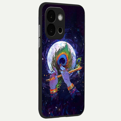  Krishna Hands Art back cover For OnePlus 13S slim fit glass case with vibrant aesthetic design