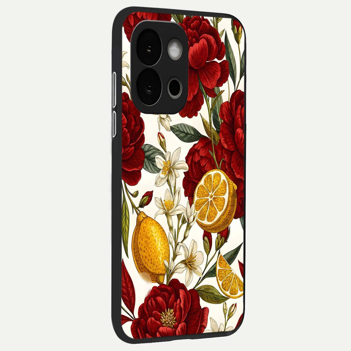  Lemon Rose Charm back cover For OnePlus 13S slim fit glass case with vibrant aesthetic design