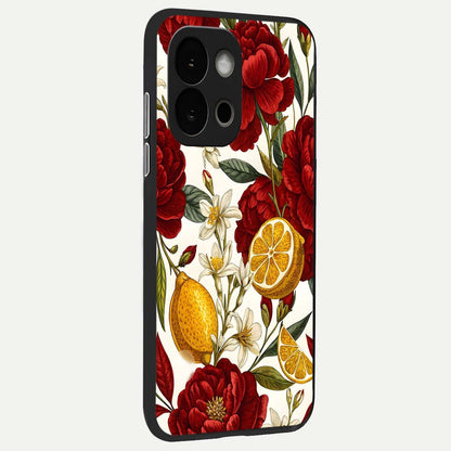  Lemon Rose Charm back cover For OnePlus 13S slim fit glass case with vibrant aesthetic design