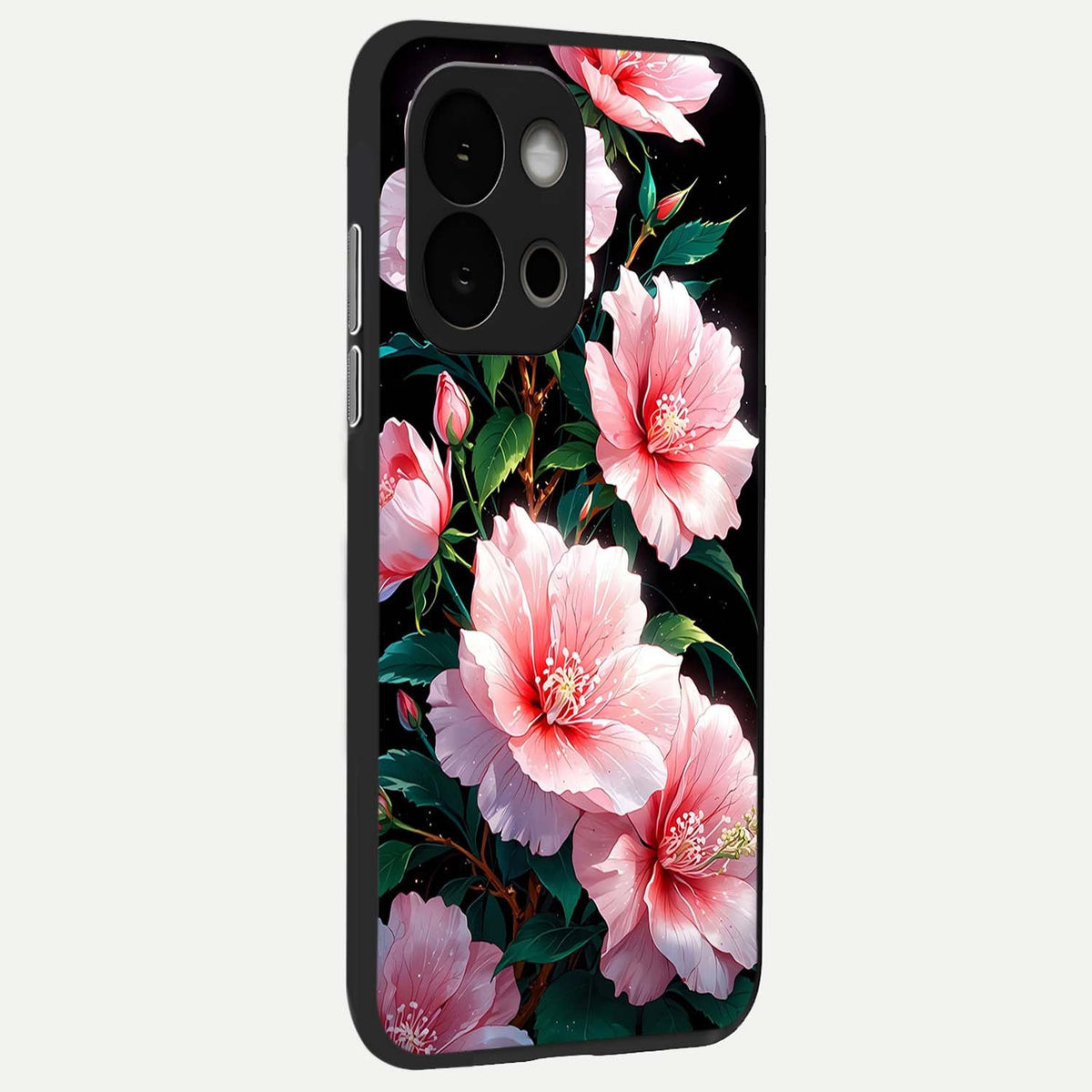  Peach Flower back cover For OnePlus 13S slim fit glass case with vibrant aesthetic design
