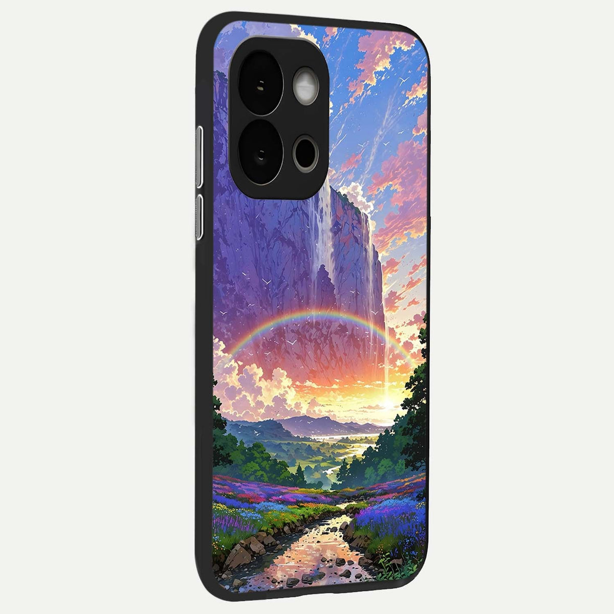  Rainbow Valley Dream back cover For OnePlus 13S slim fit glass case with vibrant aesthetic design