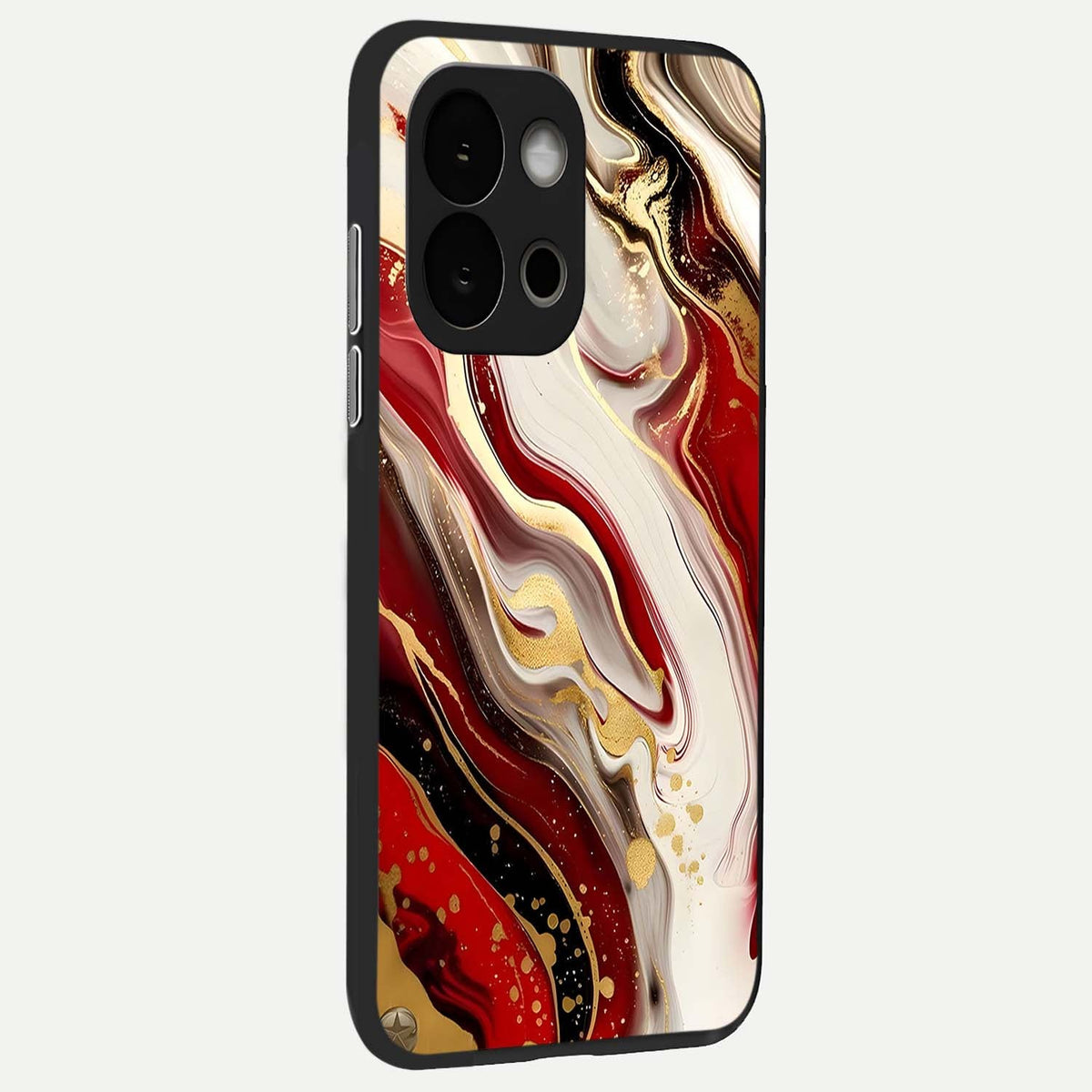  Red And White Marble back cover For OnePlus 13S slim fit glass case with vibrant aesthetic design