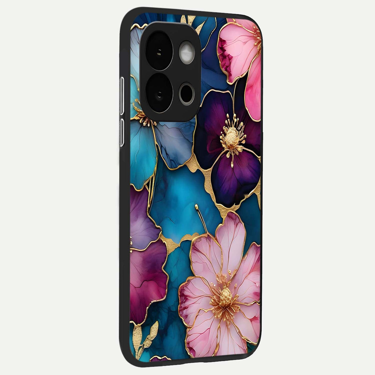  Sparkle Floral back cover For OnePlus 13S slim fit glass case with vibrant aesthetic design