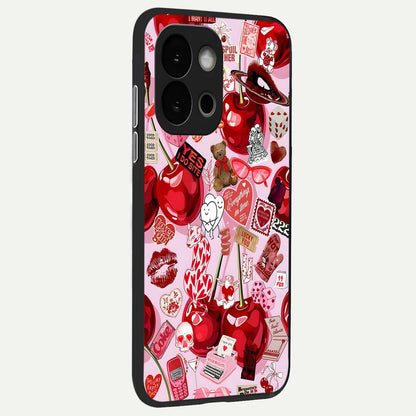 Sweet Cherry Chaos back cover For OnePlus 13S slim fit glass case with vibrant aesthetic design