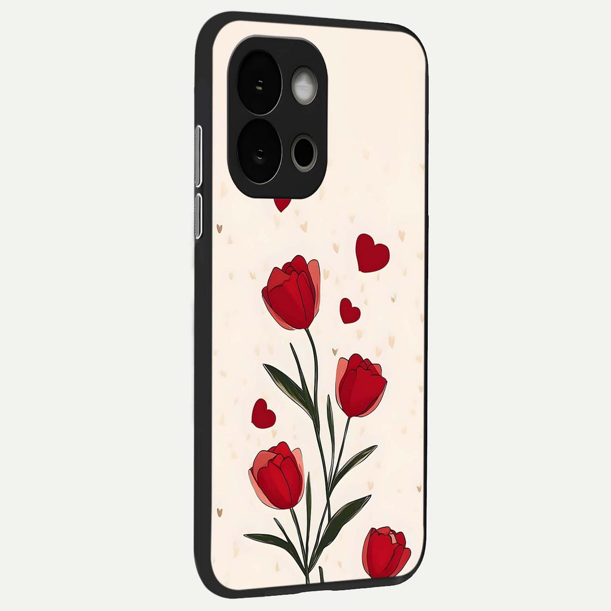  Tulip With Heart back cover For OnePlus 13S slim fit glass case with vibrant aesthetic design
