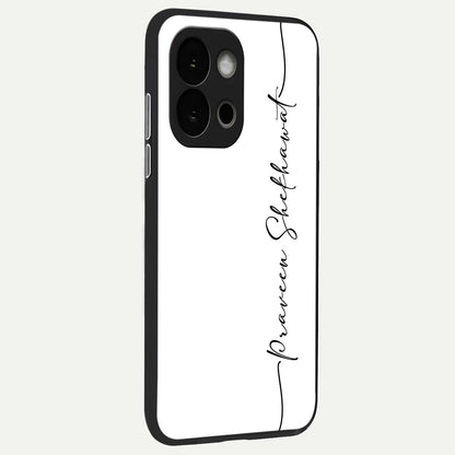  White Tune Custom Name back cover For OnePlus 13S slim fit personalized glass case with aesthetic design