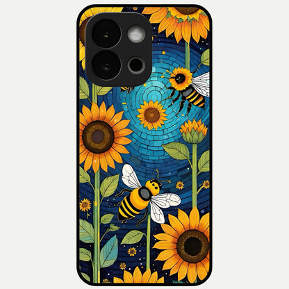  Bees And Sunflowers Glass Case For OnePlus 13S back cover – full design glossy printed glass finish