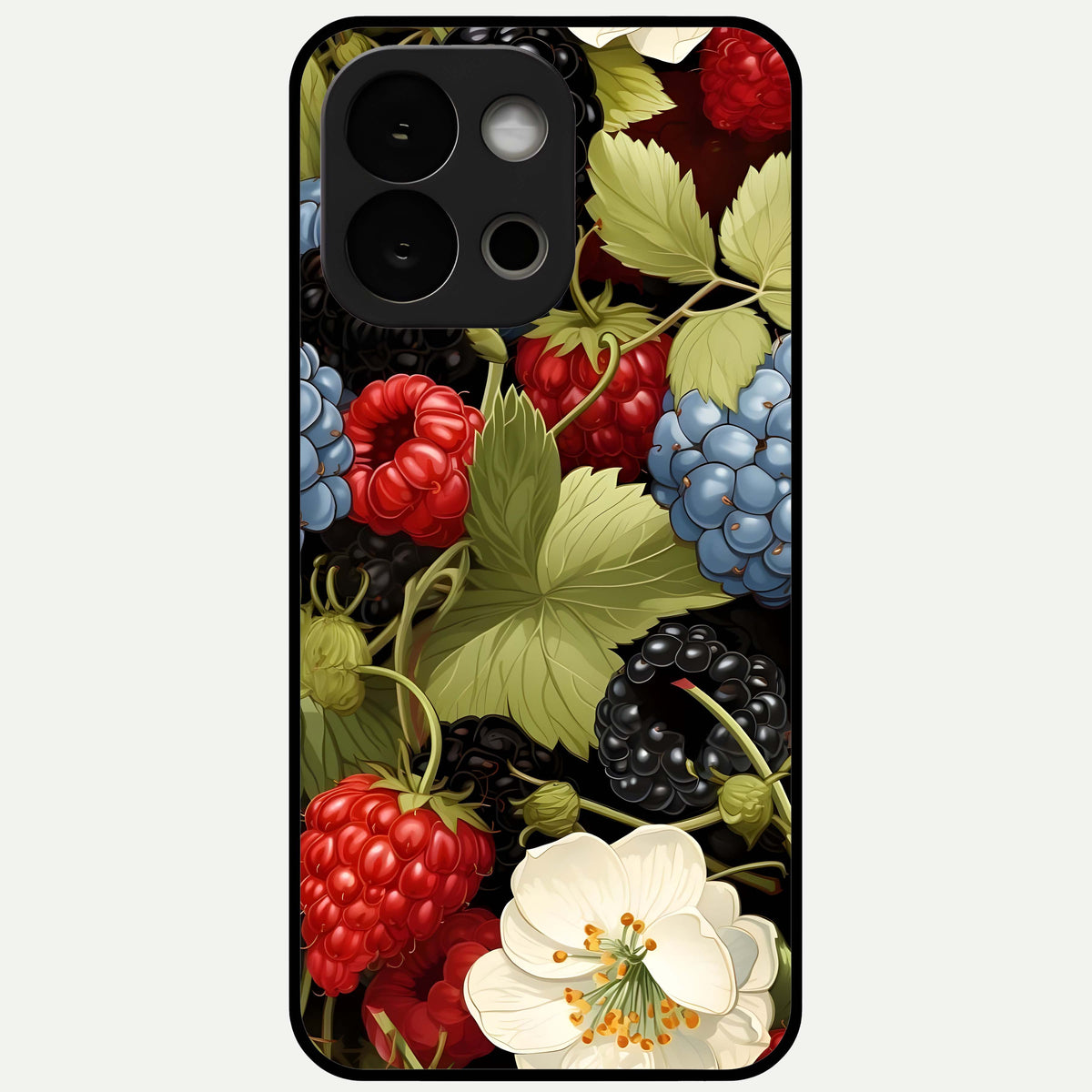  Berry Bloom Charm Glass Case For OnePlus 13S back cover – full design glossy printed glass finish