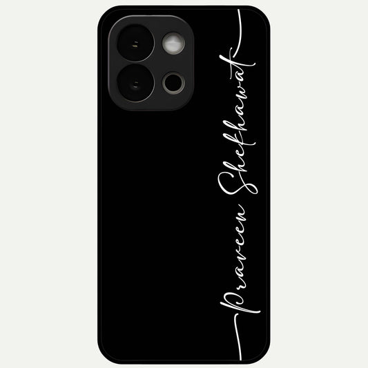  Black Tune Custom Name Glass Case For OnePlus 13S back cover – full design glossy printed glass finish