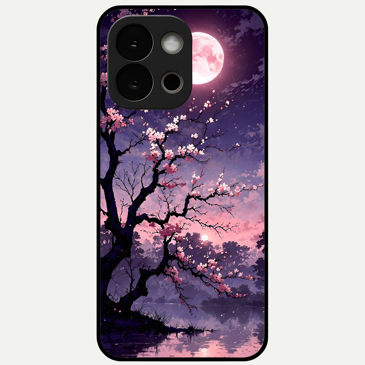  Blossom Pink Moon Glass Case For OnePlus 13S back cover – full design glossy printed glass finish