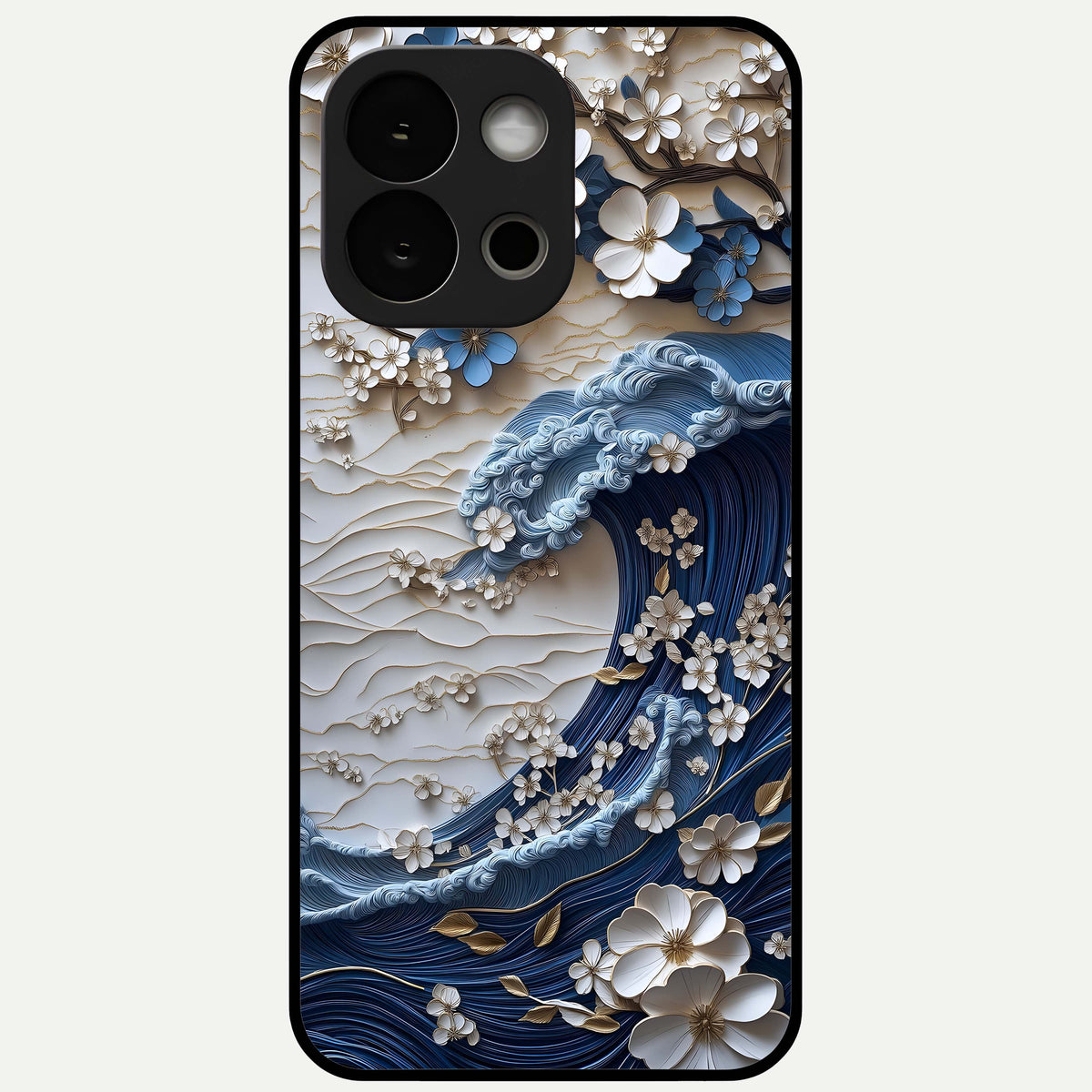  Blossom Wave Art Glass Case For OnePlus 13S back cover – full design glossy printed glass finish