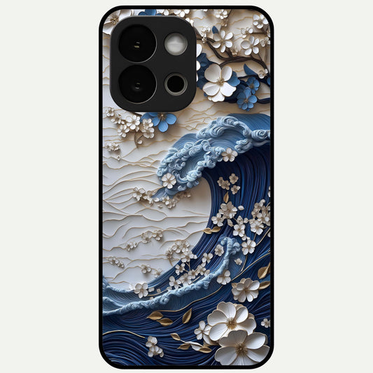  Blossom Wave Art Glass Case For OnePlus 13S back cover – full design glossy printed glass finish