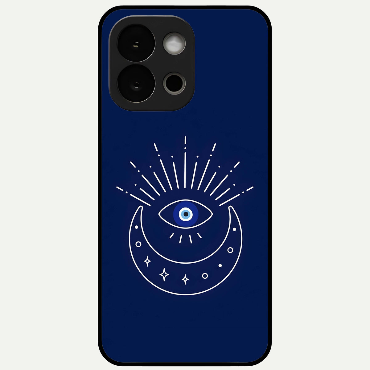  Blue Evil Eye Glass Case For OnePlus 13S back cover – full design glossy printed glass finish