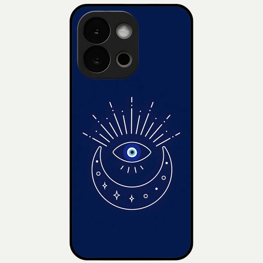  Blue Evil Eye Glass Case For OnePlus 13S back cover – full design glossy printed glass finish