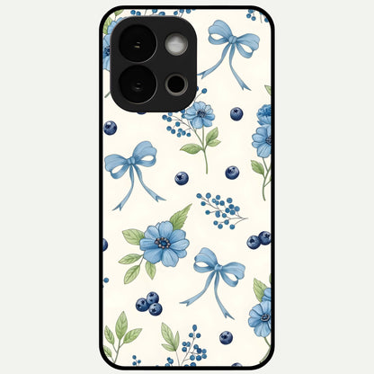  Blue Flower And Bow Glass Case For OnePlus 13S back cover – full design glossy printed glass finish
